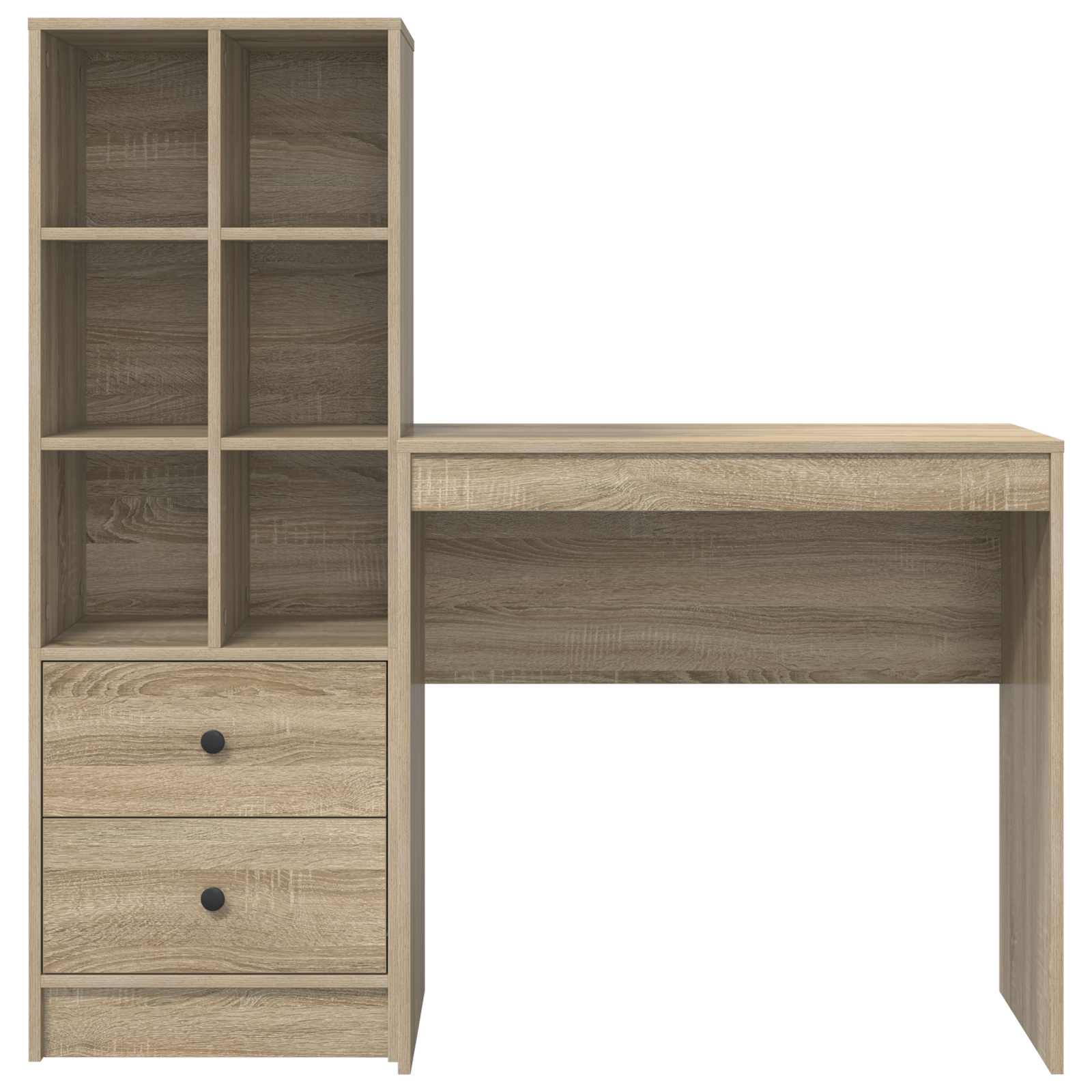 Stol s ladicama s policom s pohranom 2 pcs Sonoma hrast