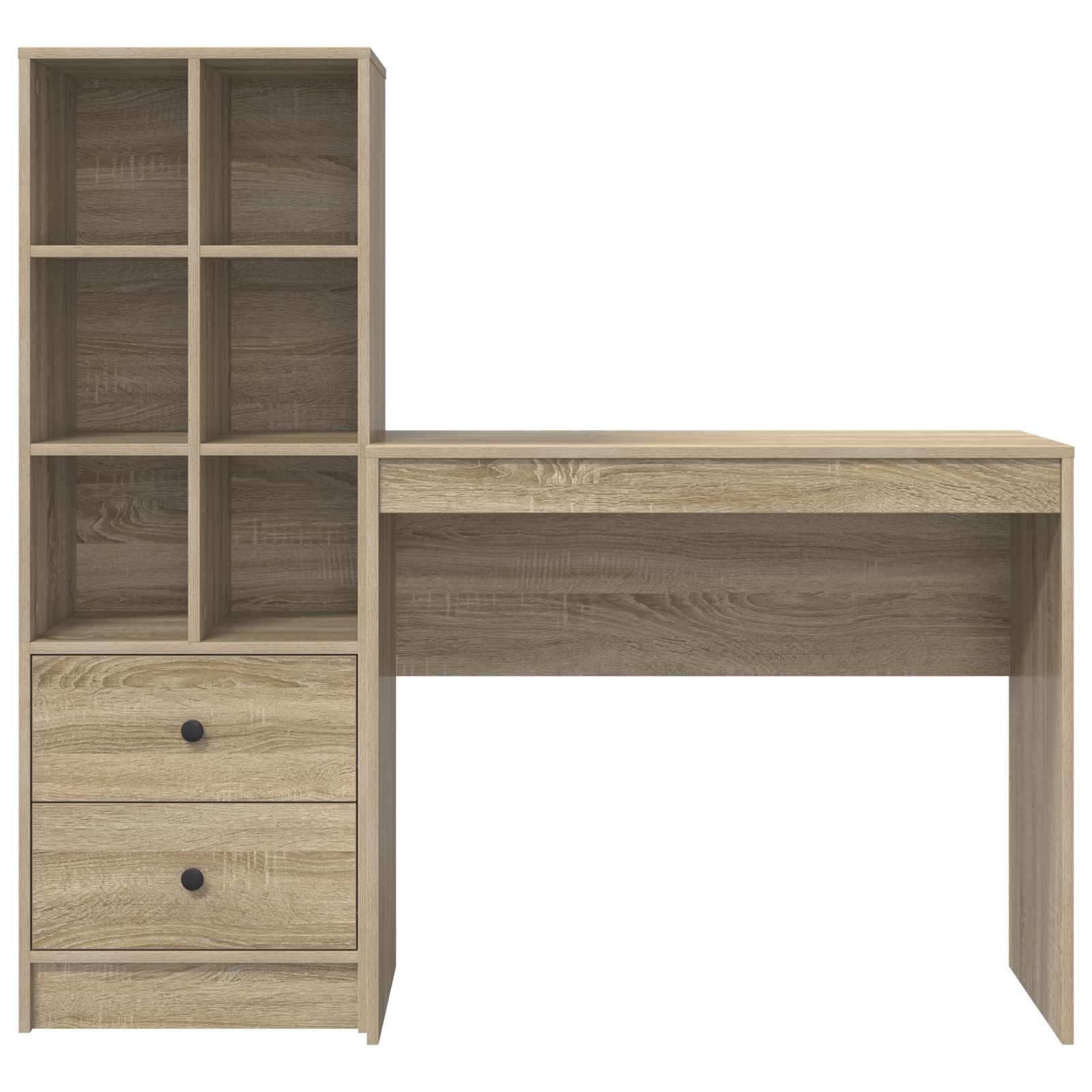 Stol s ladicama s policom s pohranom 2 pcs Sonoma hrast