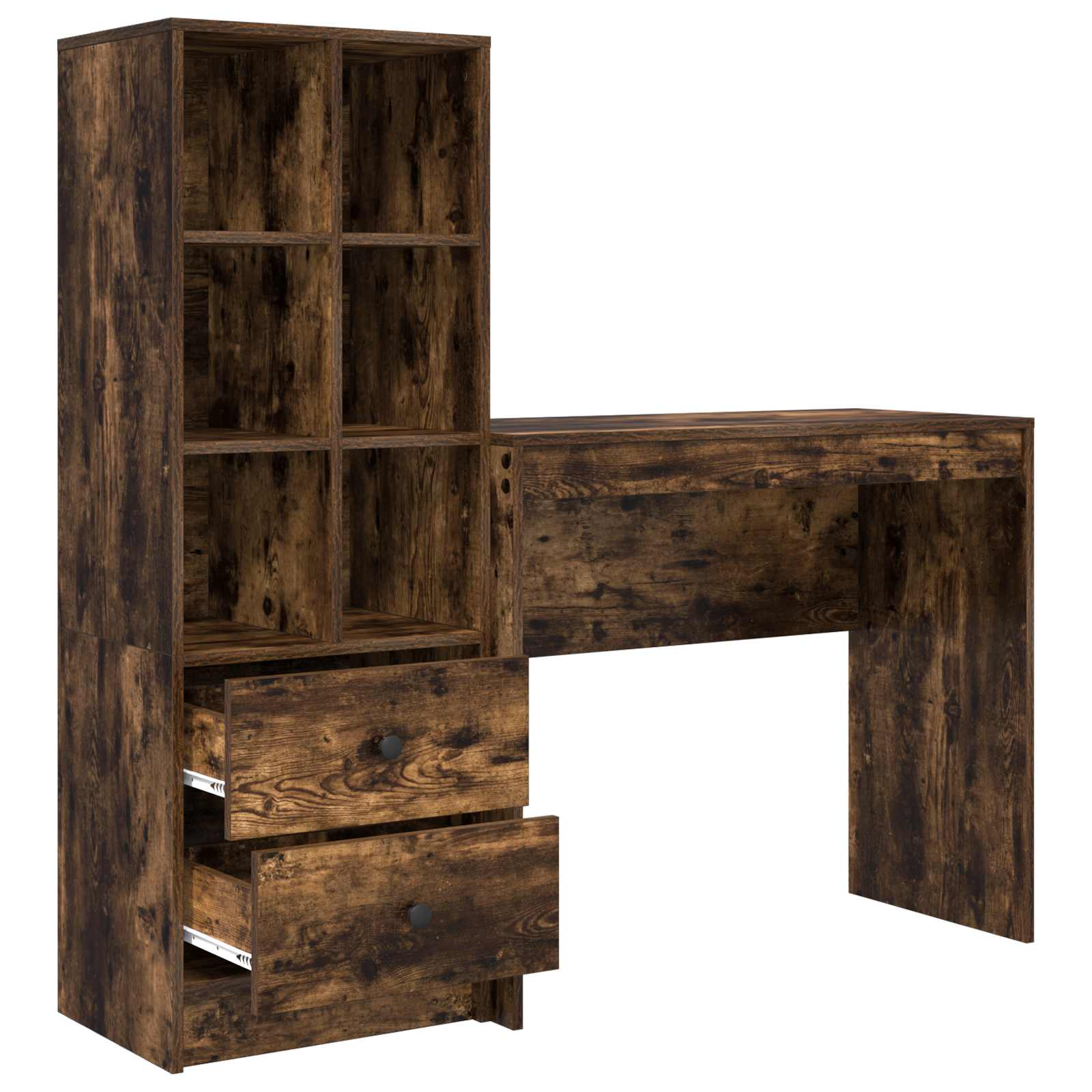 Stol s ladicama s policom s pohranom 2 pcs Dimljeni hrast