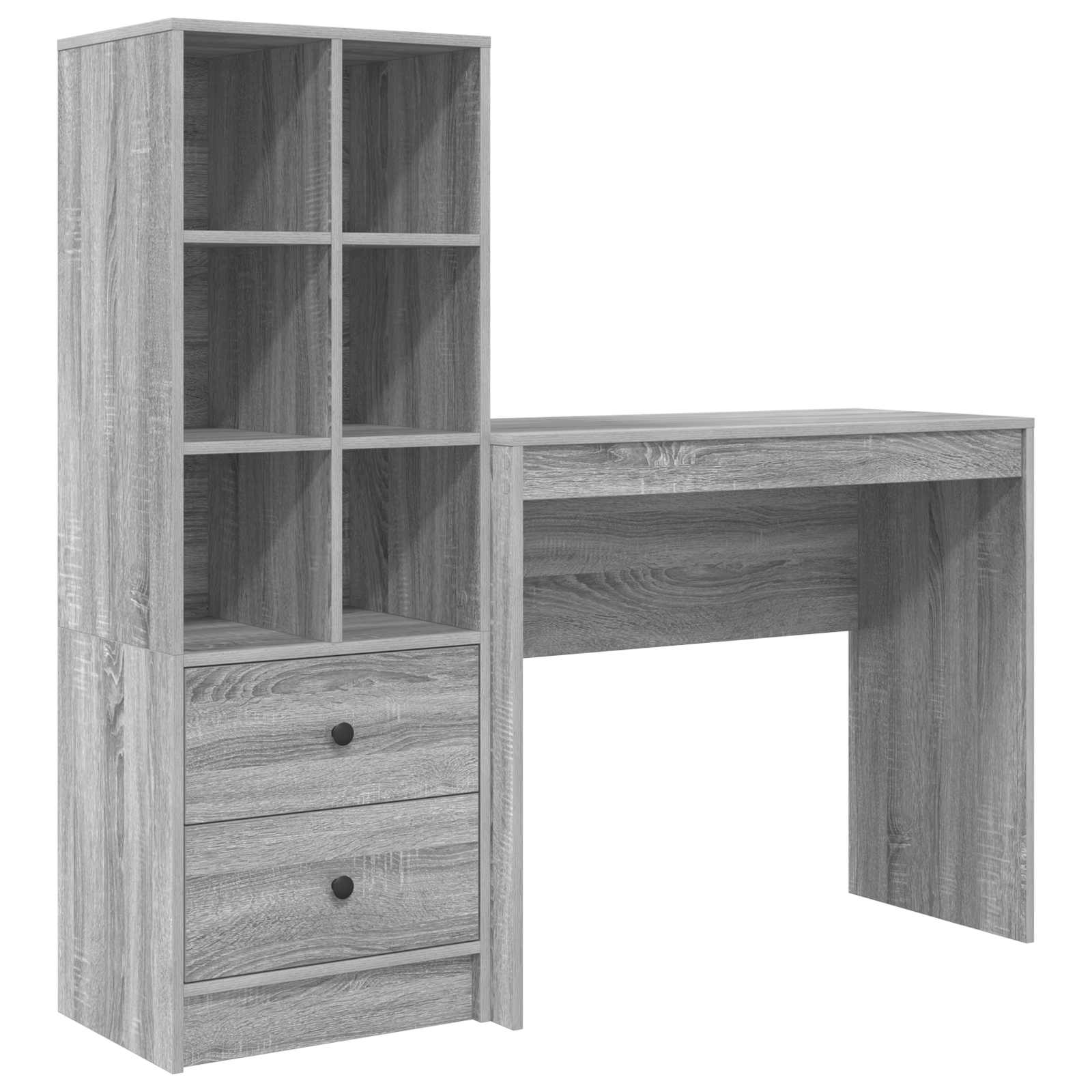 Stol s ladicama s policom s pohranom 2 pcs Siva Sonoma