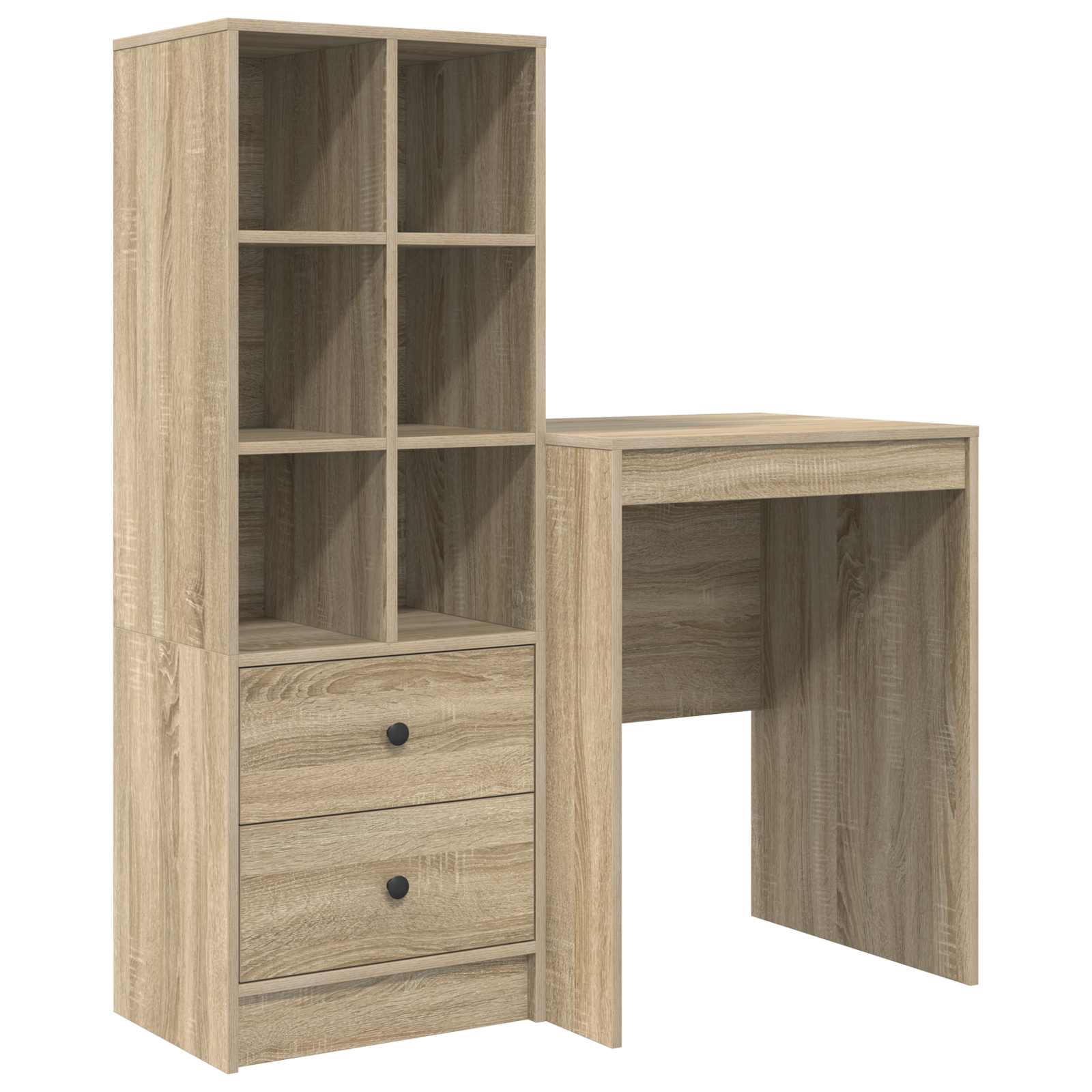 Stol s ladicama s policom s pohranom 2 pcs Sonoma hrast