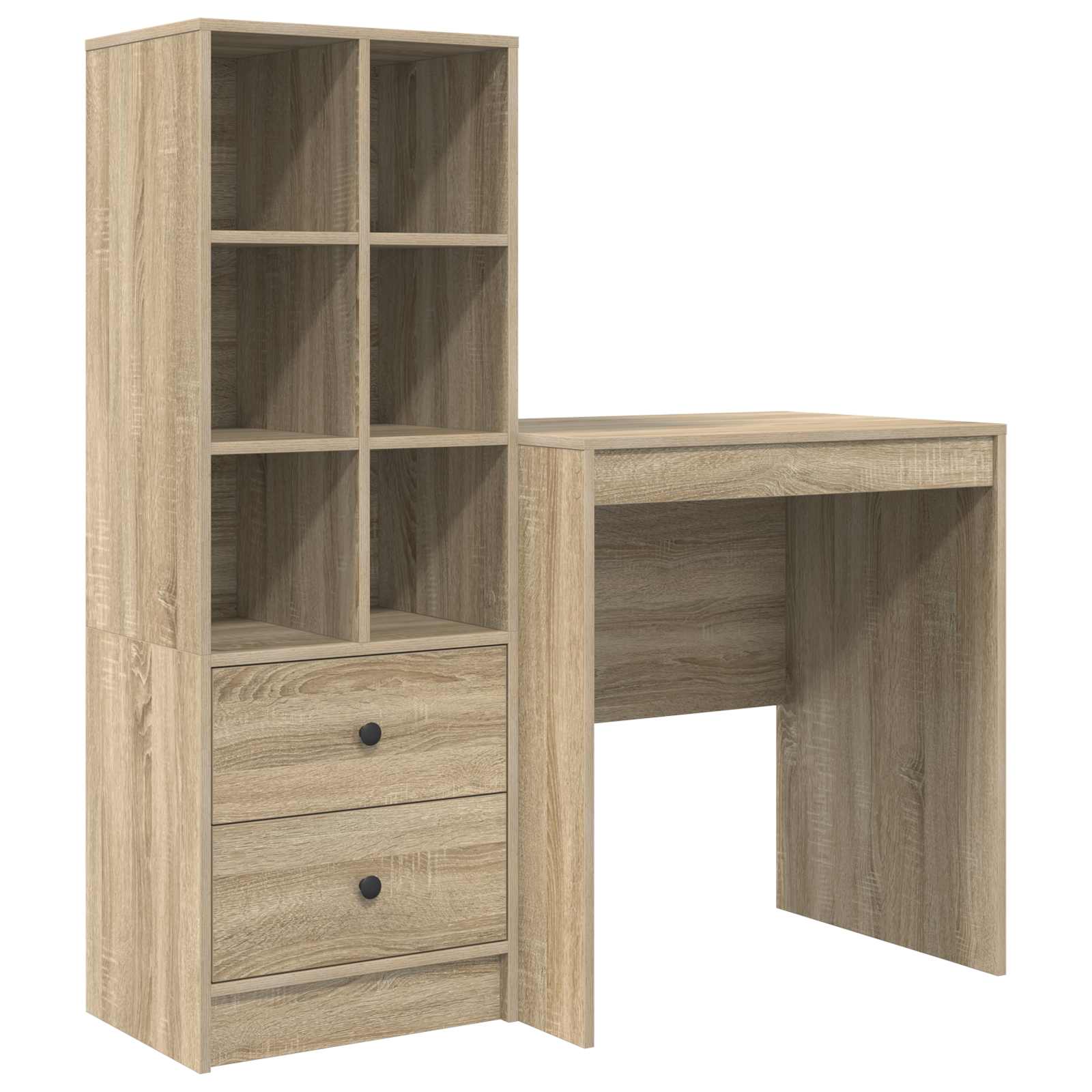 Stol s ladicama s policom s pohranom 2 pcs Sonoma hrast