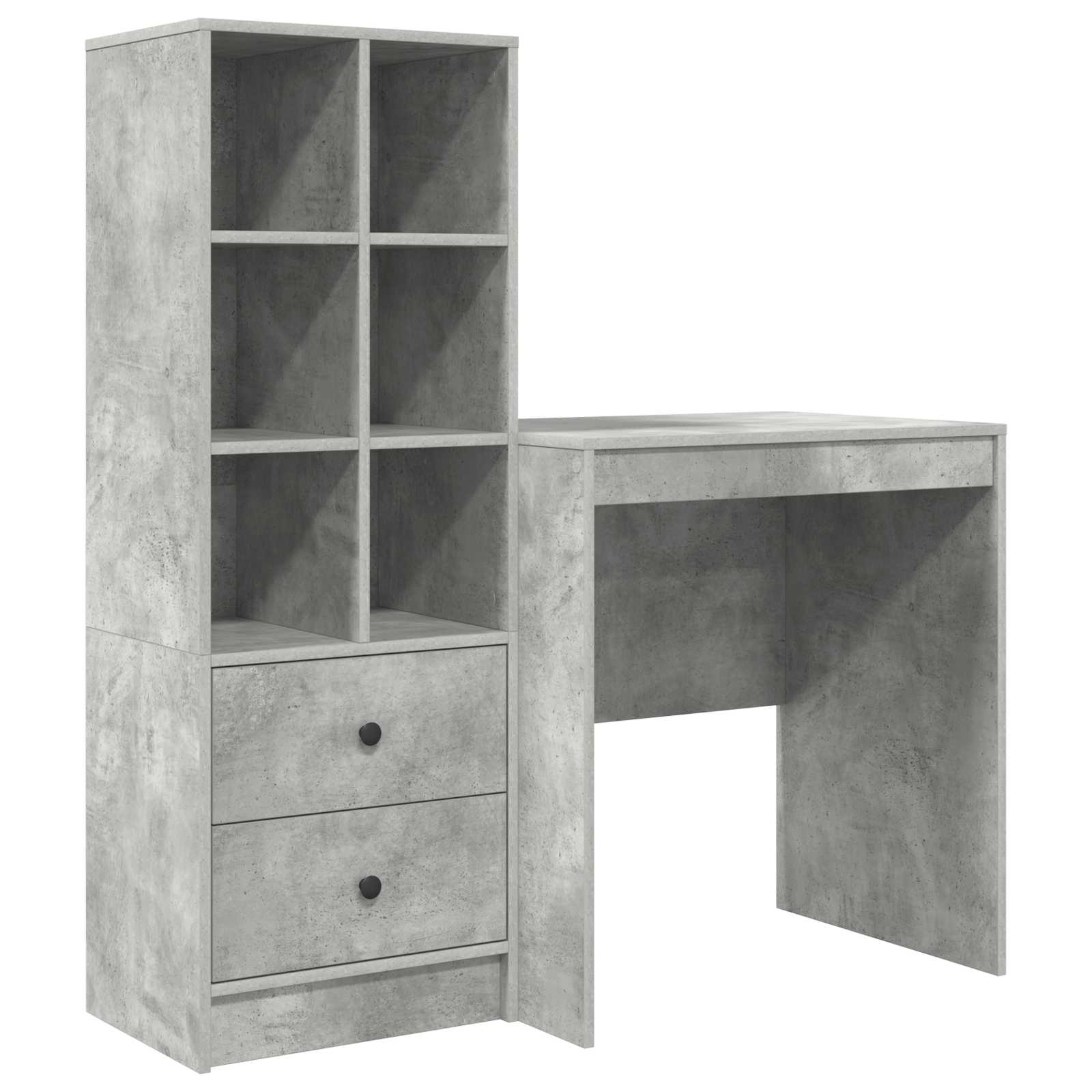 Stol s ladicama s policom s pohranom 2 pcs Betonski sivi