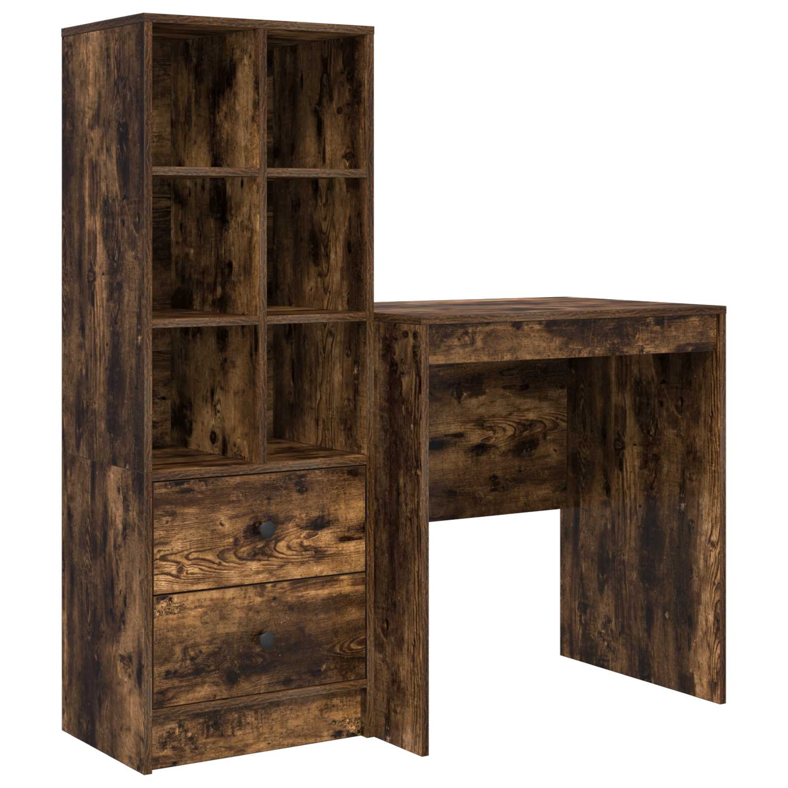 Stol s ladicama s policom s pohranom 2 pcs Dimljeni hrast