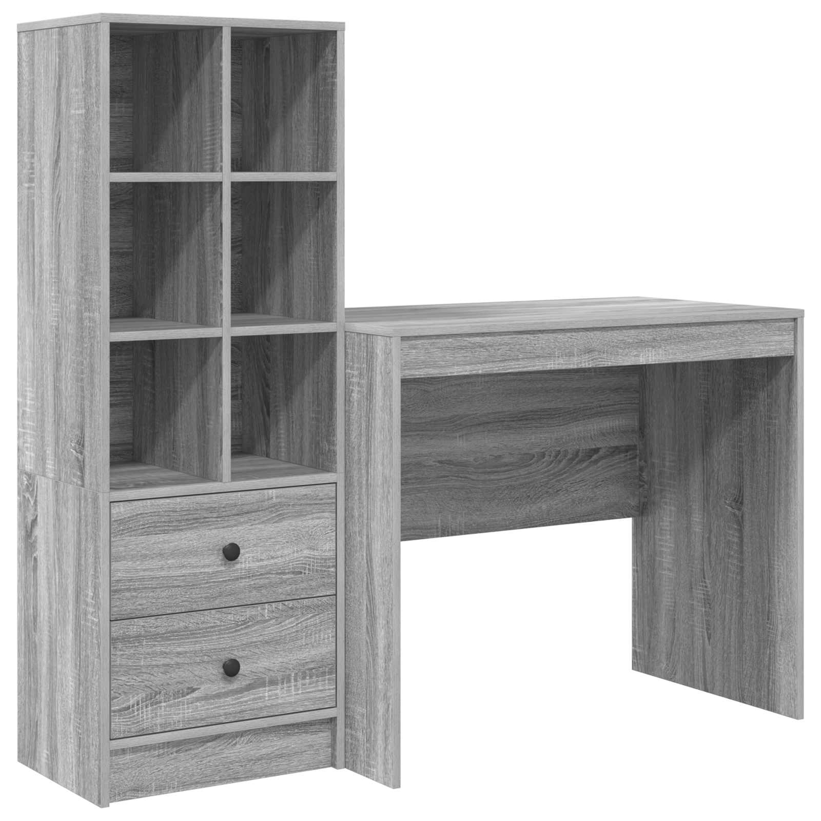 Stol s ladicama s policom s pohranom 2 pcs Siva Sonoma