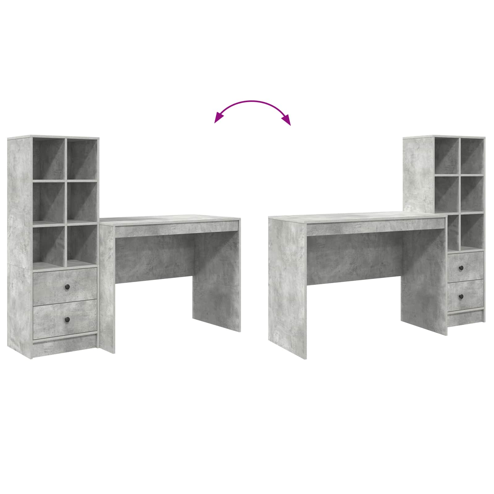 Stol s ladicama 2 pcs Betonski sivi