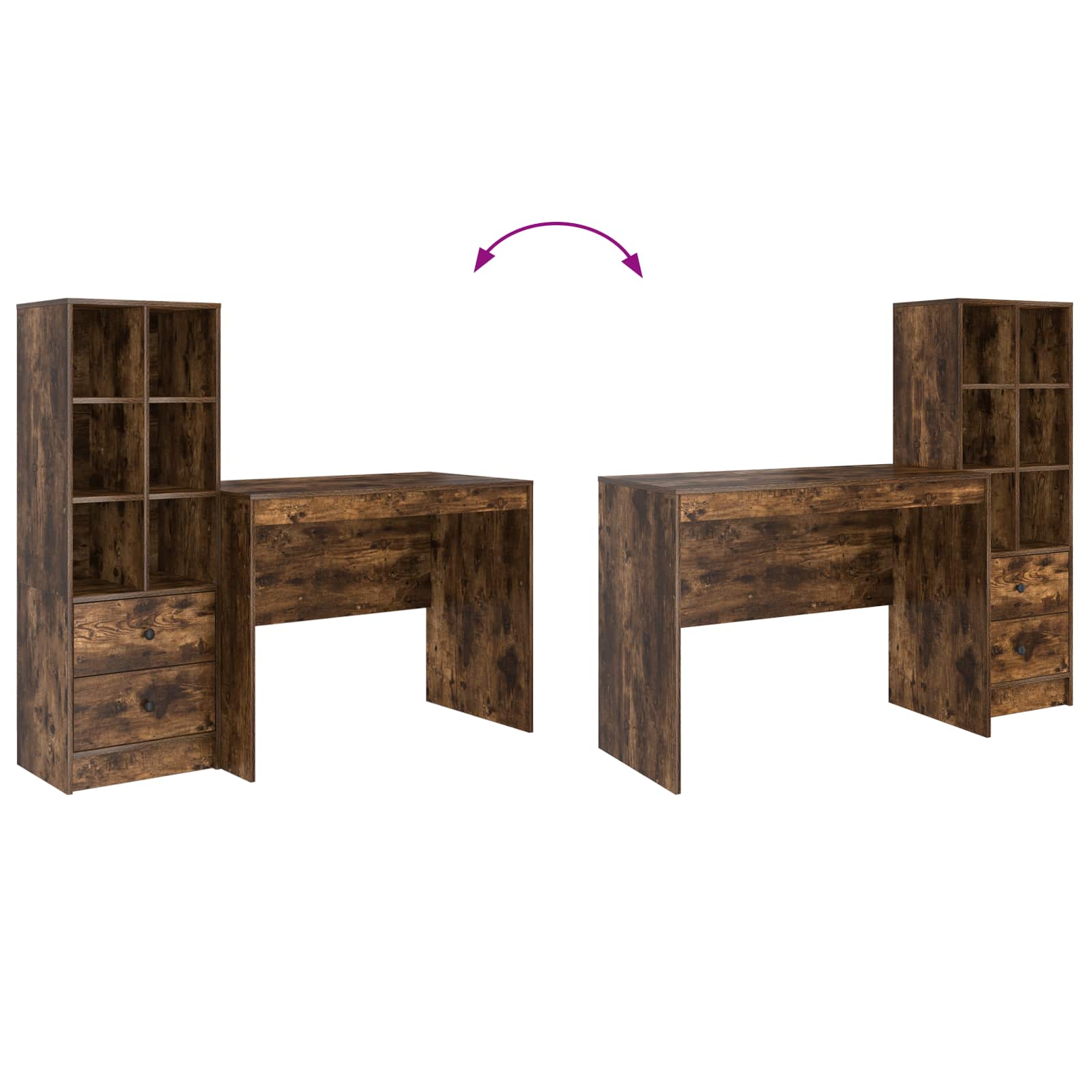 Stol s ladicama 2 pcs Dimljeni hrast