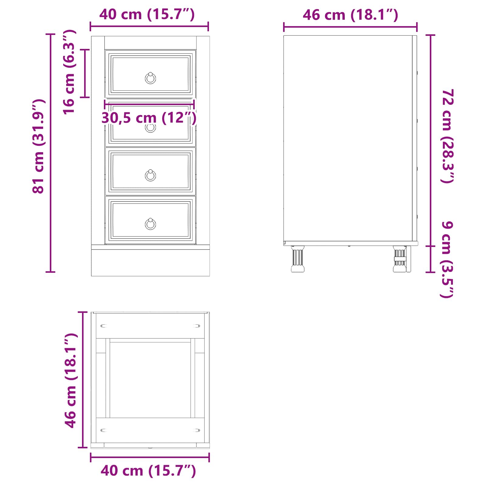 Cabinet SKI Medeno Smeđa 40 x 46 x 81 cm Čvrsto borovo drvo