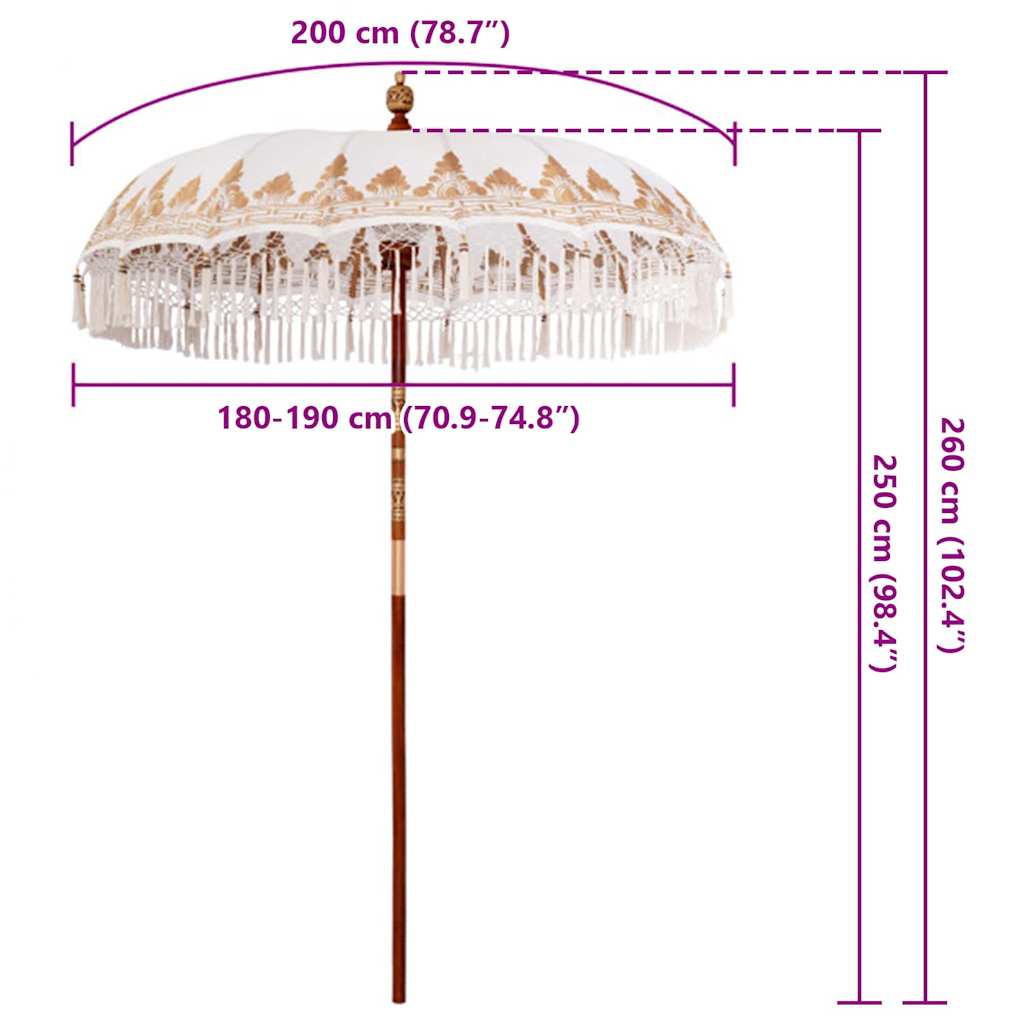 Balineški Parasol Krema 190 x 190 x 260 cm