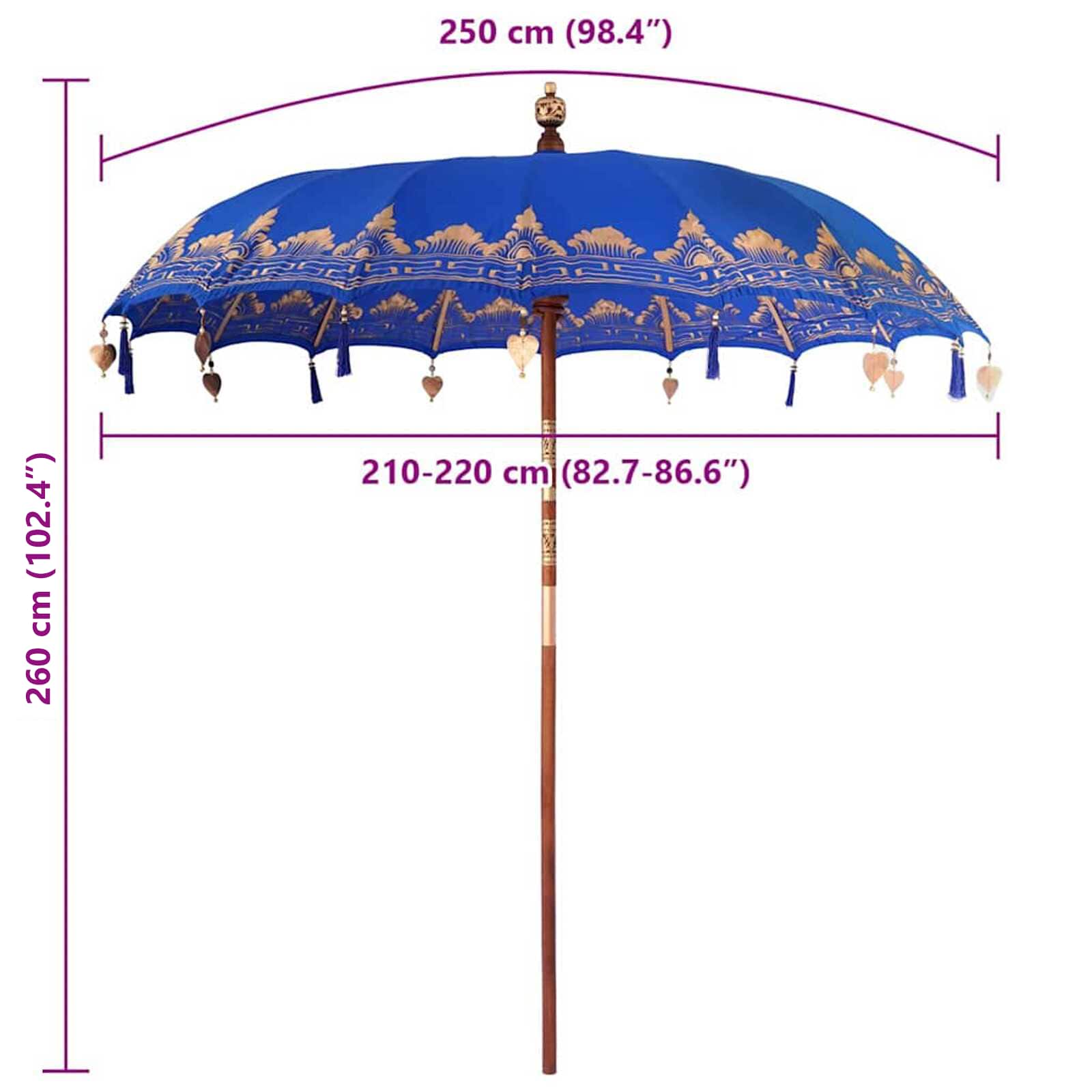 Balineški Parasol Plava 215 x 215 x 260 cm