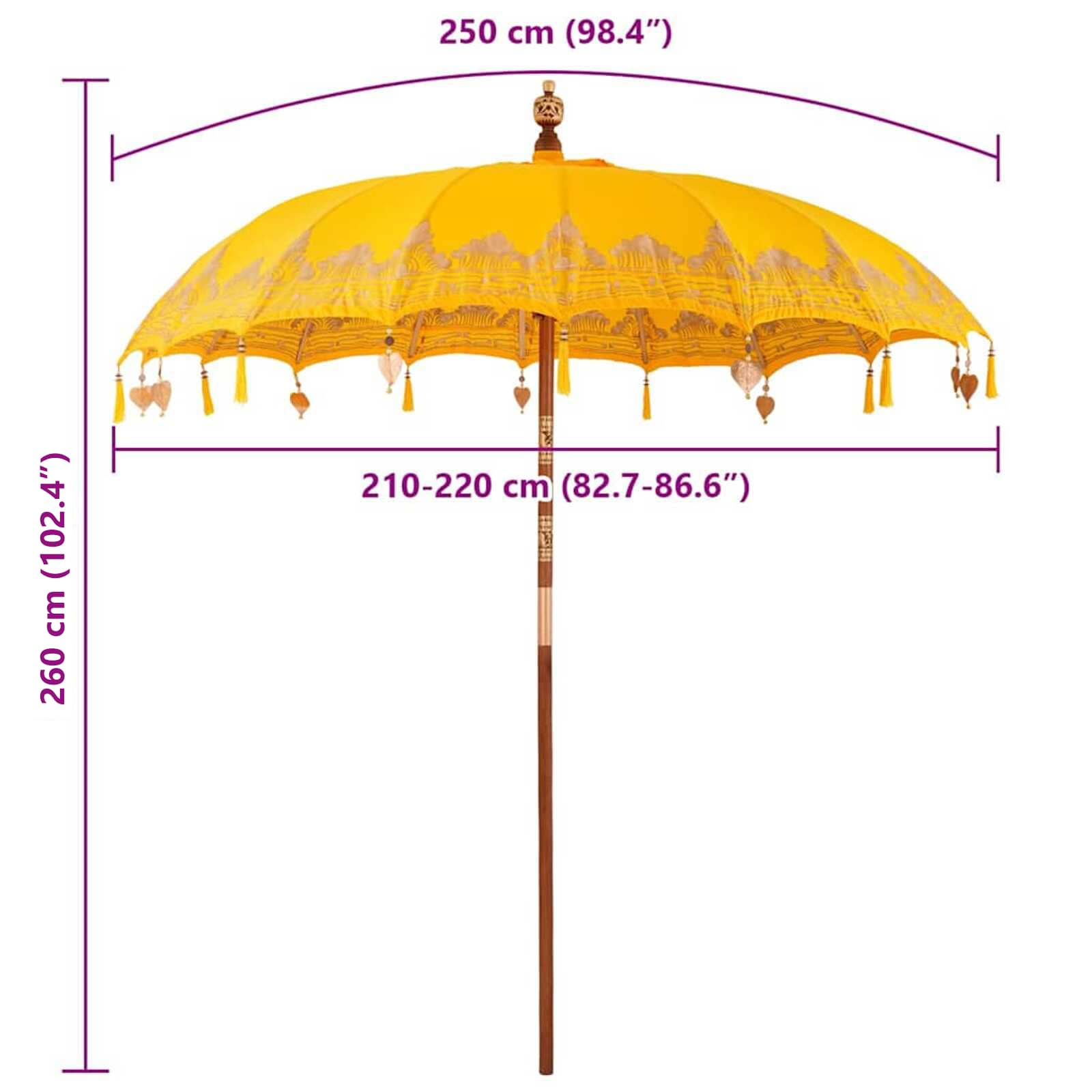 Balineški Parasol Žuta 215 x 215 x 260 cm