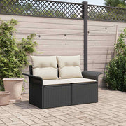 Vrtni kauč s jastukom Crna 141 x 62 x 69cm poliratan
