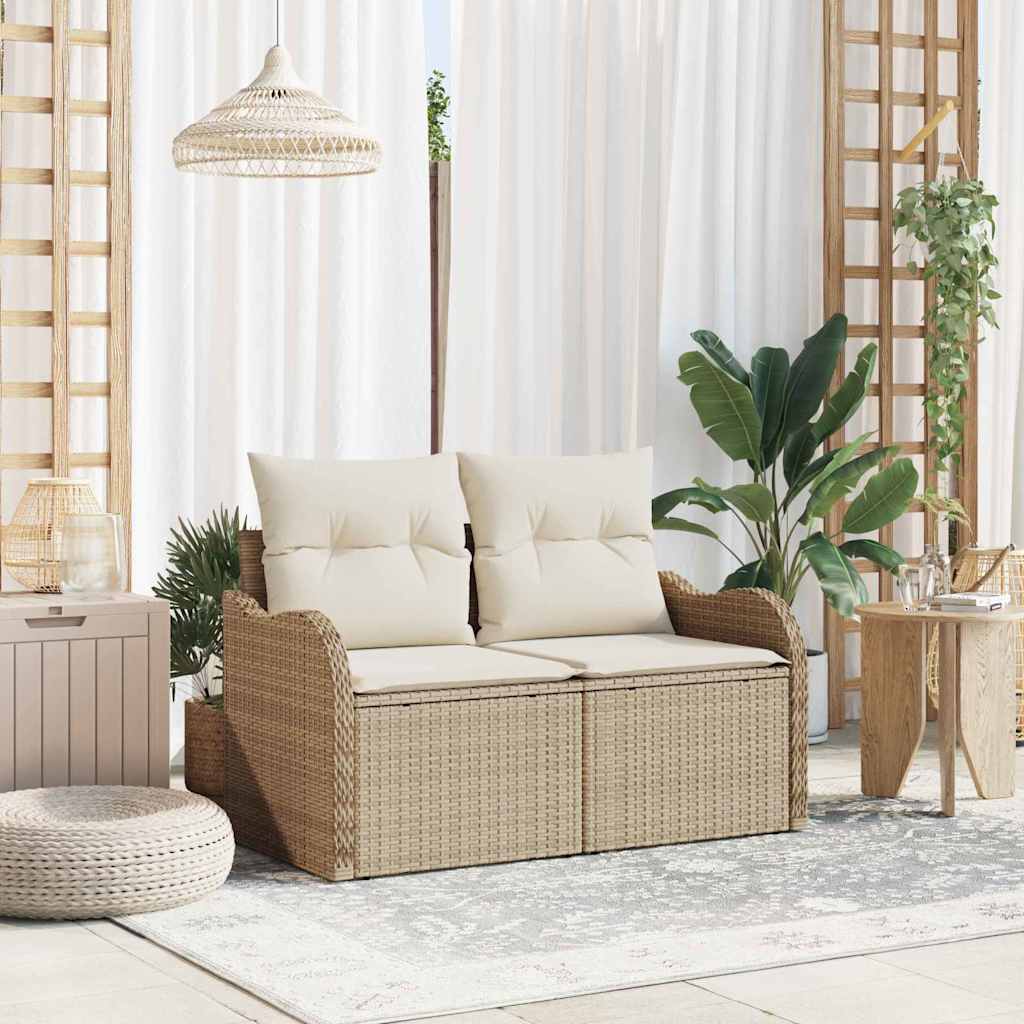Vrtni kauč s jastukom s pohranom Bež 121 x 62 x 69cm poliratan
