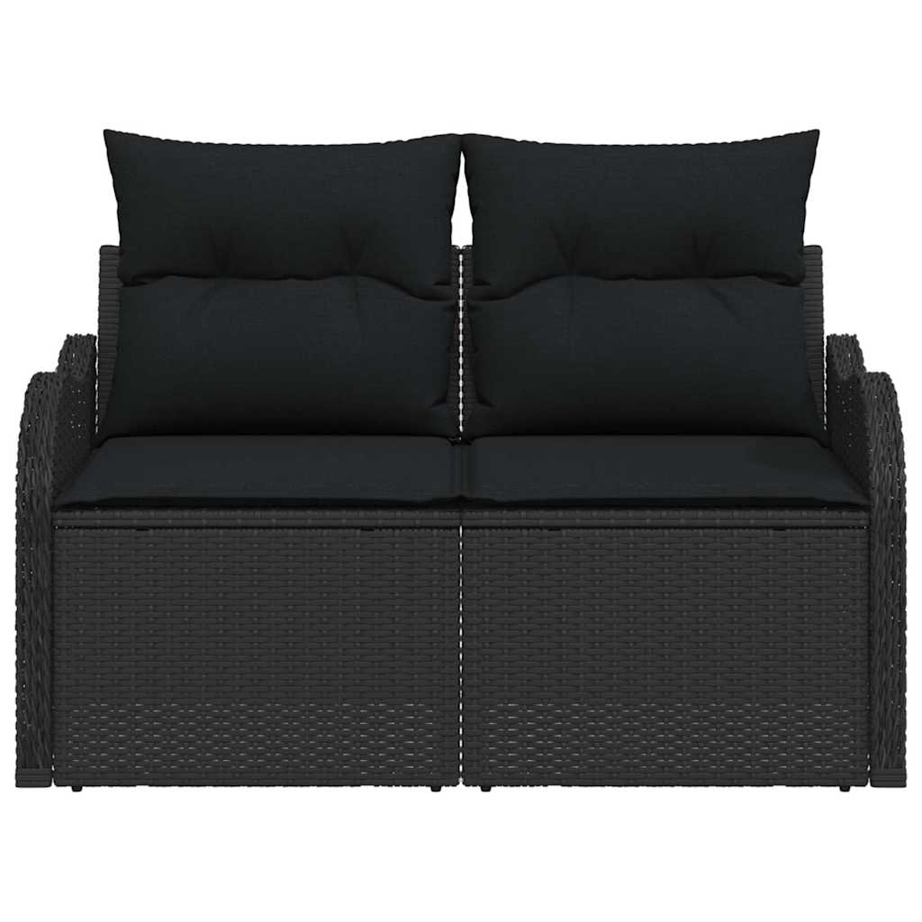 Vrtni kauč s jastukom s pohranom Crna 121 x 62 x 69cm poliratan