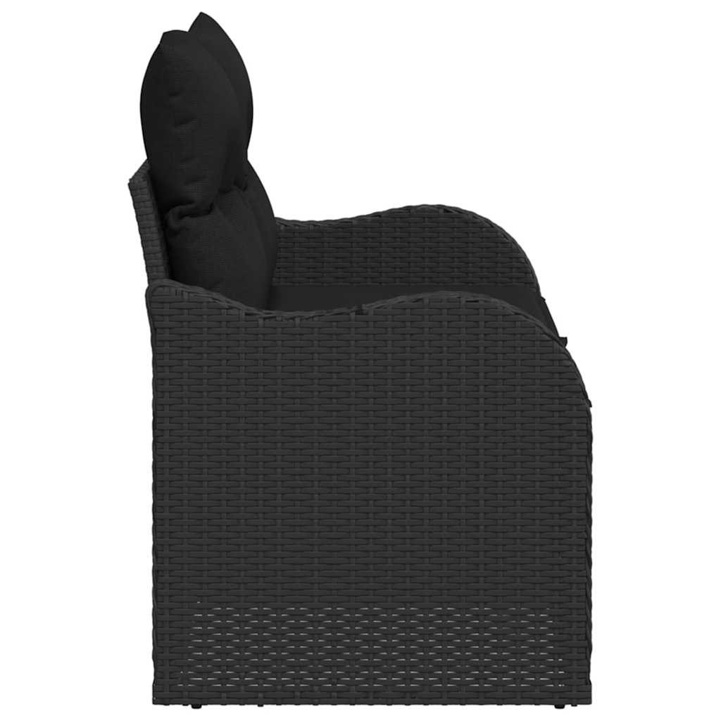 Vrtni kauč s jastukom s pohranom Crna 121 x 62 x 69cm poliratan