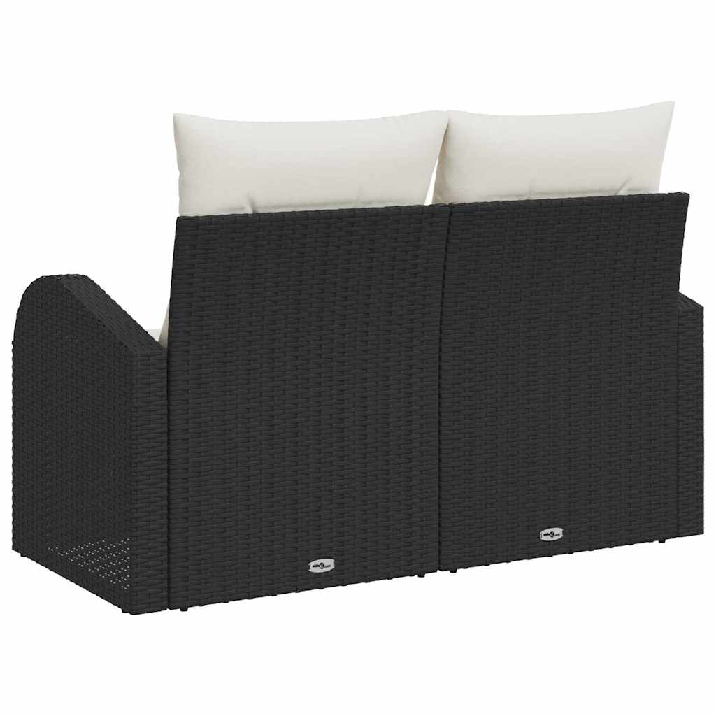 Vrtni kauč s jastukom s pohranom Crna 124 x 62 x 69cm poliratan