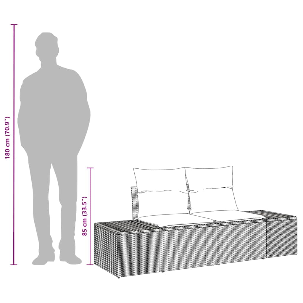 Vrtni kauč s jastukom Crna 184 x 62 x 69 cm poliratan