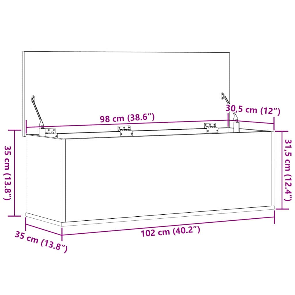 Kutija za spremanje s pohranom Crni hrast 102 x 35 x 35 cm