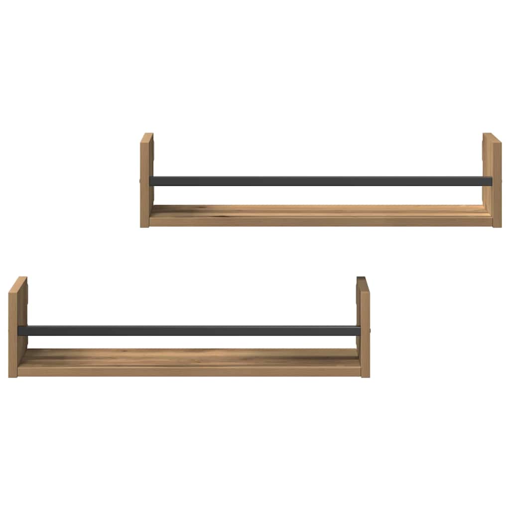 Polica na zidu Zidne 2 pcs Umjetnički hrast 60 x 16 x 14 cm