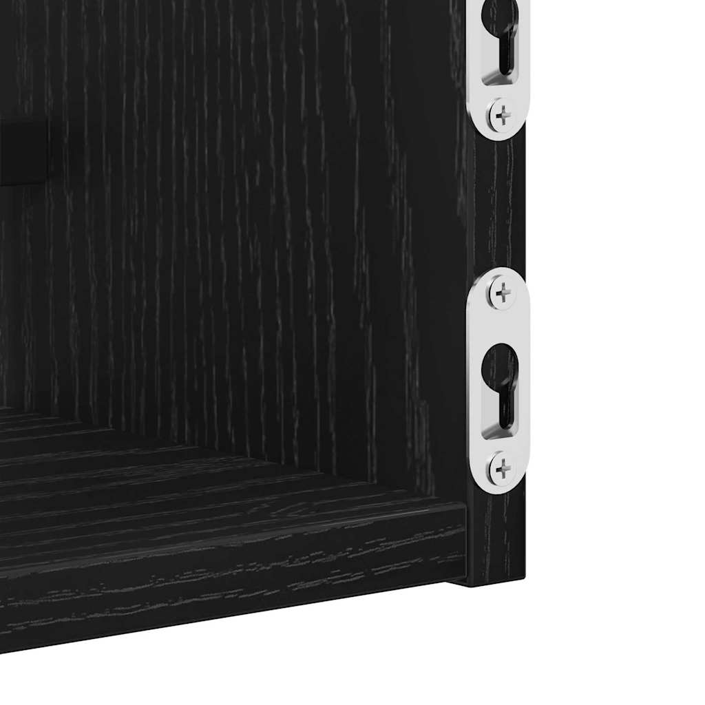 Polica na zidu Zidne 2 pcs Crni hrast 60 x 16 x 14 cm