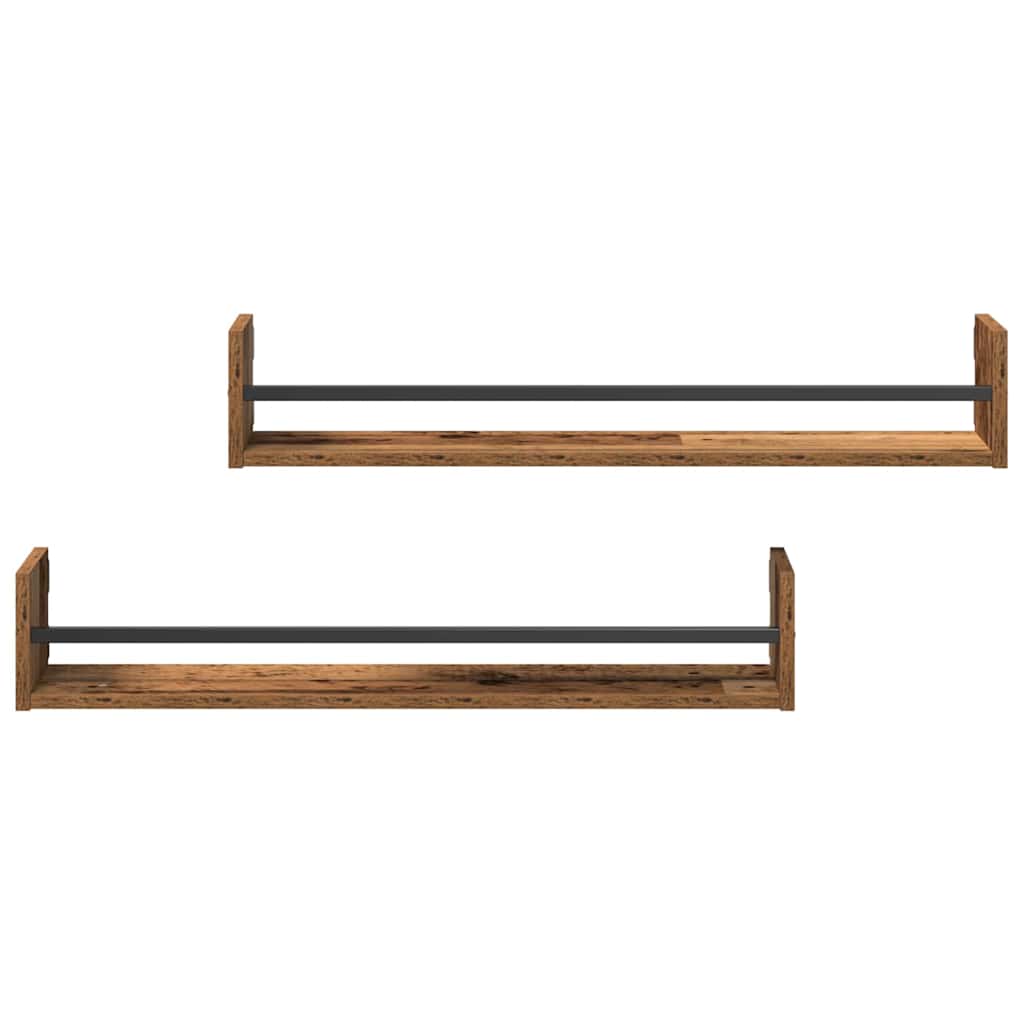 Polica na zidu Zidne 2 pcs Staro drvo 80 x 16 x 14 cm