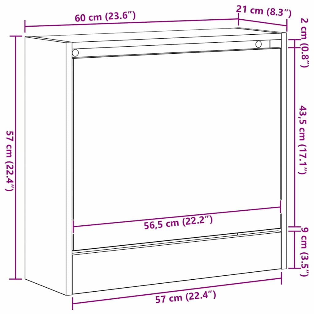 Ormar za cipele Crni hrast 60 x 21 x 57 cm Konstruirano drvo