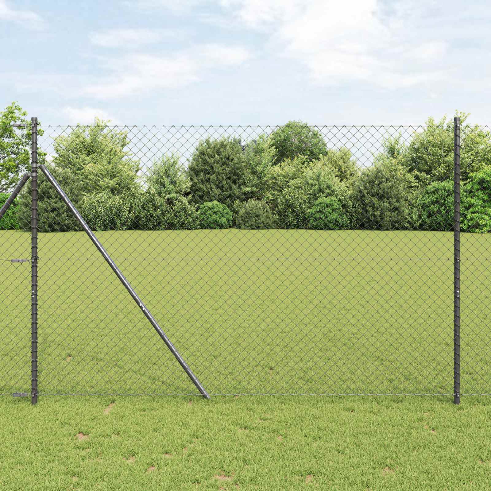 Ograda od lančane veze 25 x 1,6 m Čelik Siva