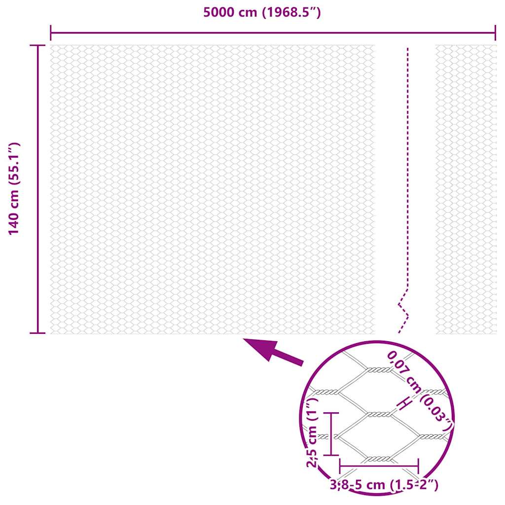 Heksagonalna ograda Siva 1,4 x 50 m PVC