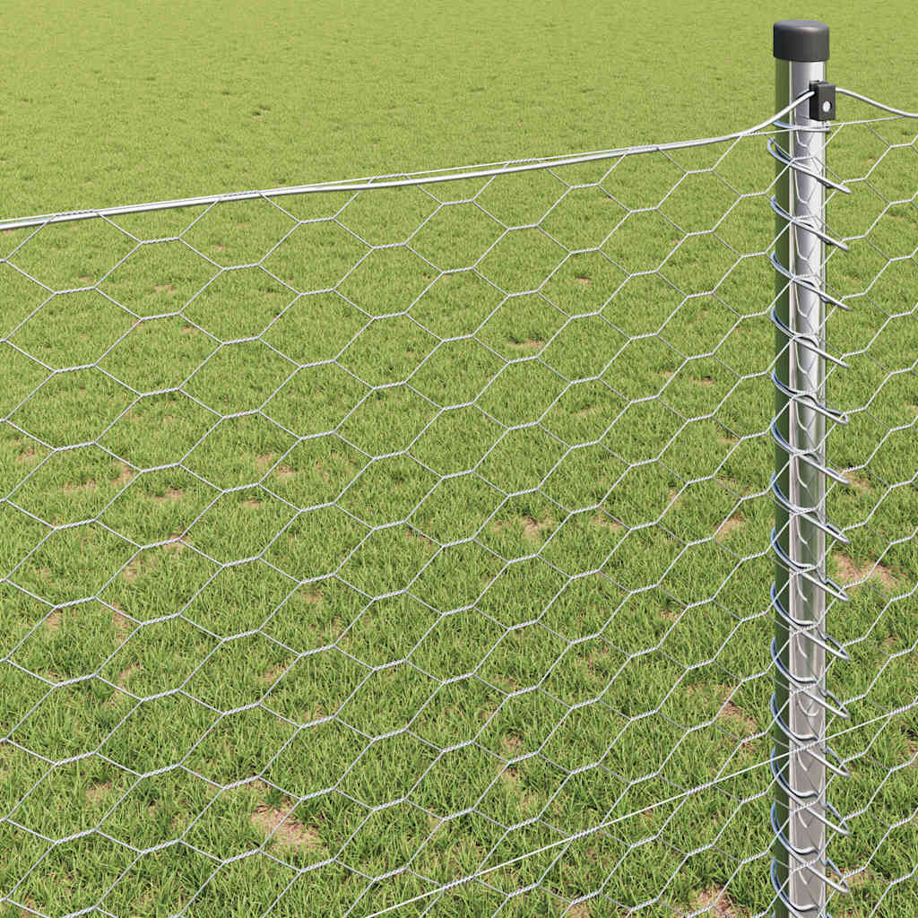 Heksagonalna ograda 0,6 x 25 m Pocinčani čelik Srebrna