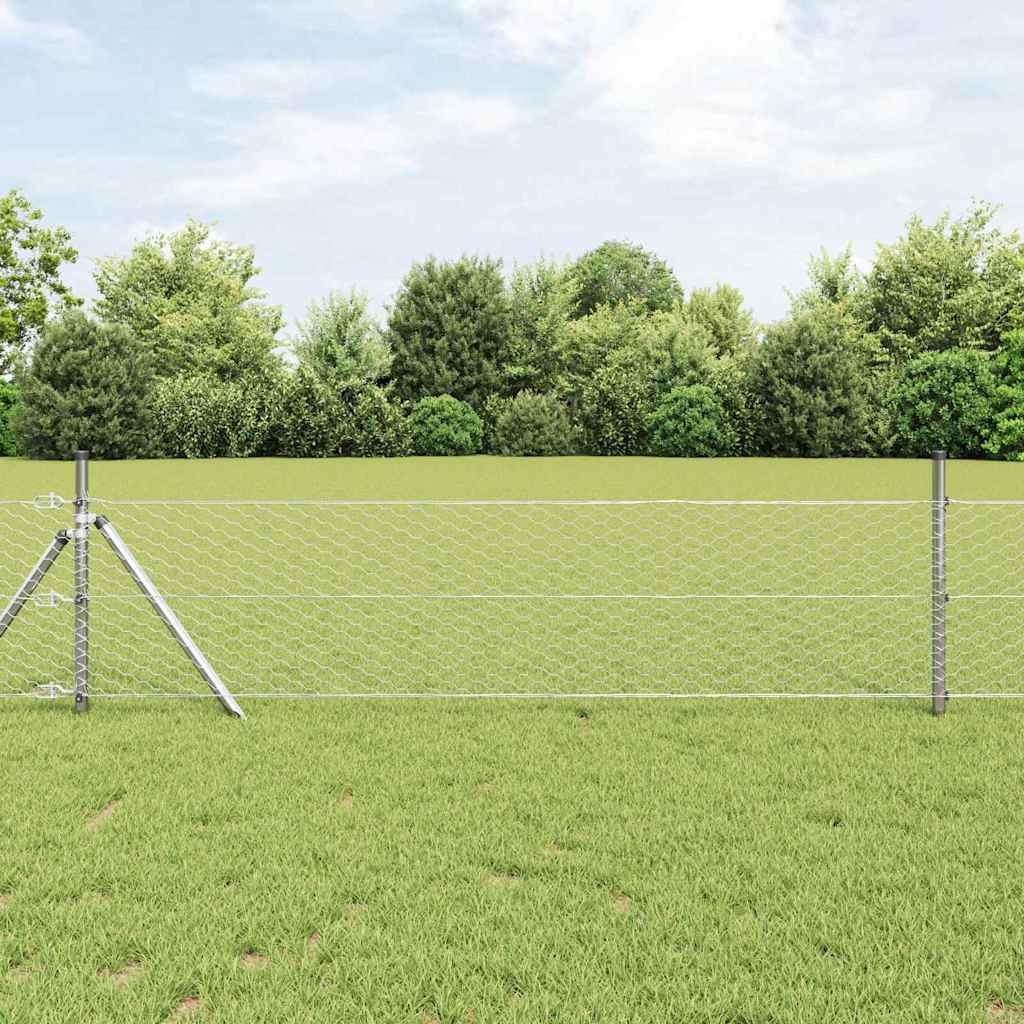 Heksagonalna ograda 0,6 x 25 m Pocinčani čelik Srebrna