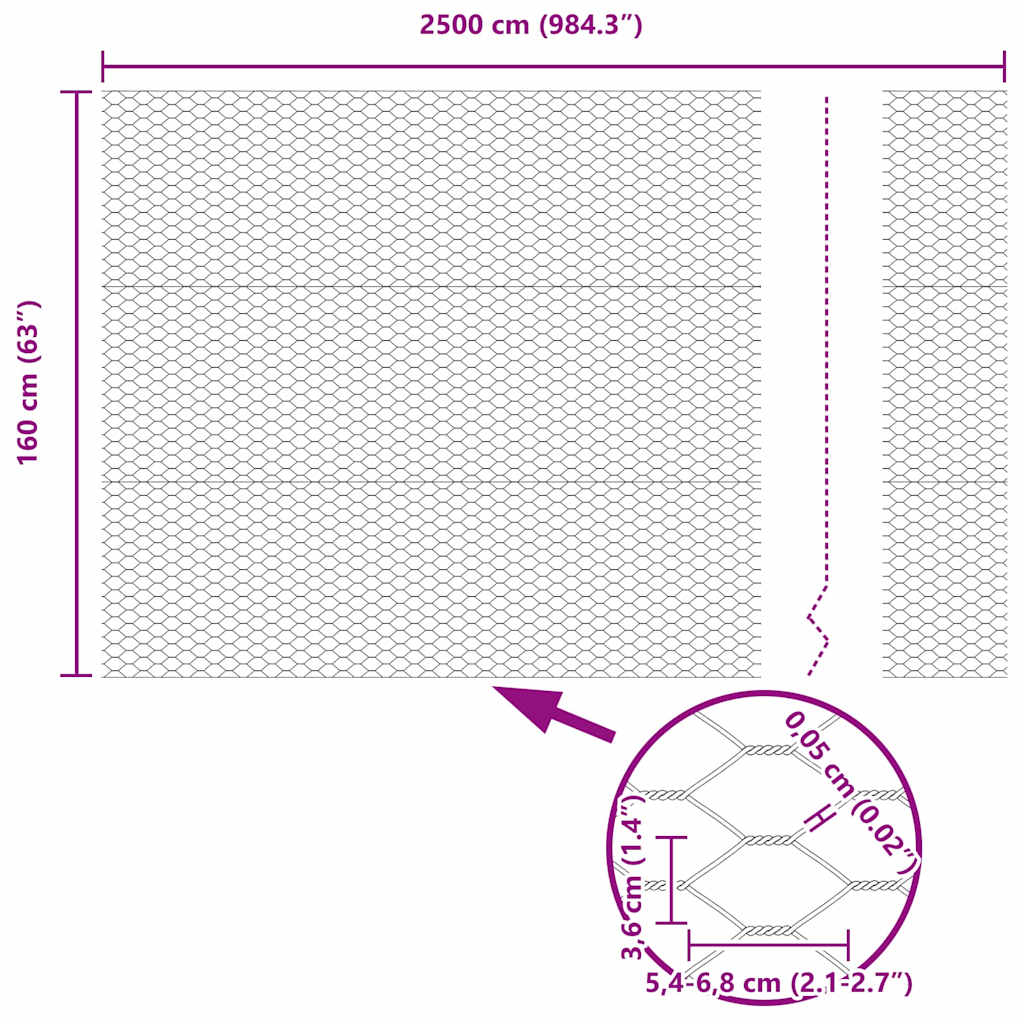 Heksagonalna ograda Srebrno 1,6 x 25 m Pocinčani čelik