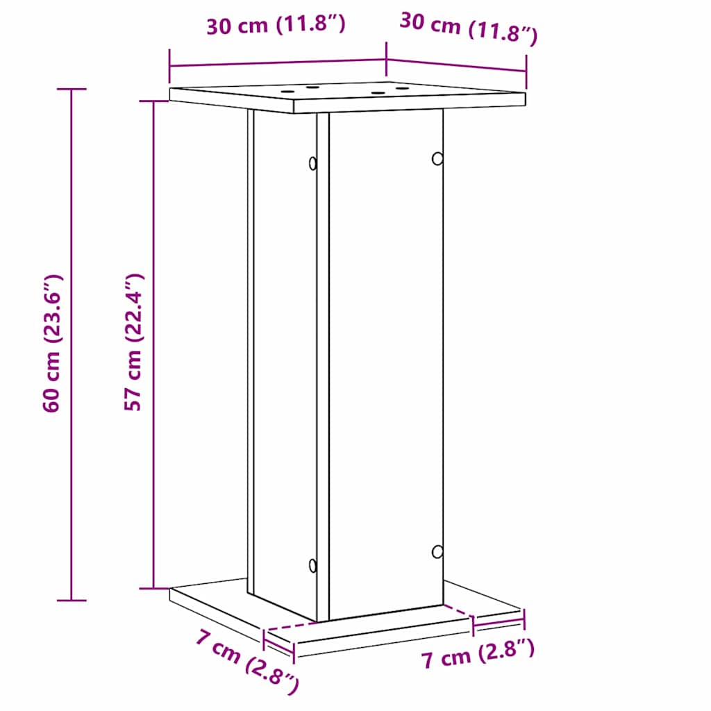 Stalak za biljke 2 pcs Crni hrast 30 x 30 x 60 cm