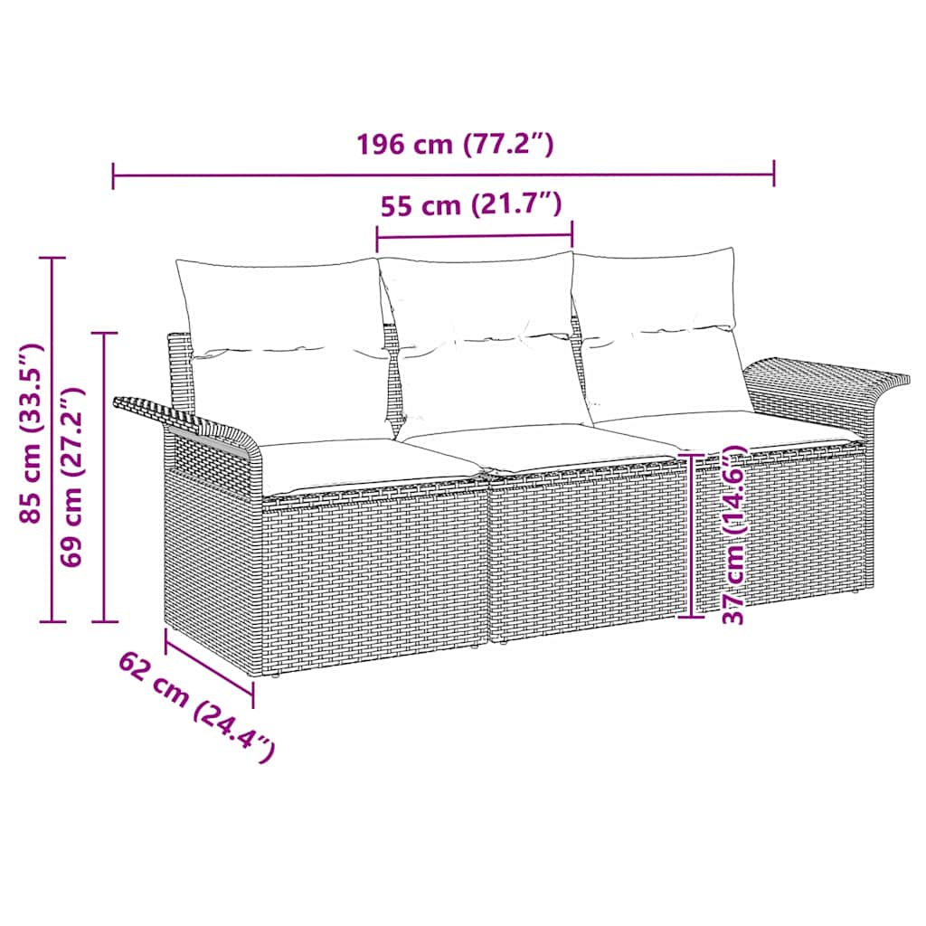 Set sofe s jastukom 3 pcs Siva poliratan