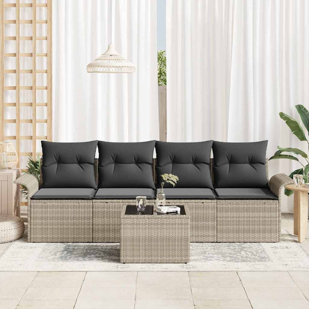 Set sofe s jastukom 5 pcs Svijetlo siva poliratan