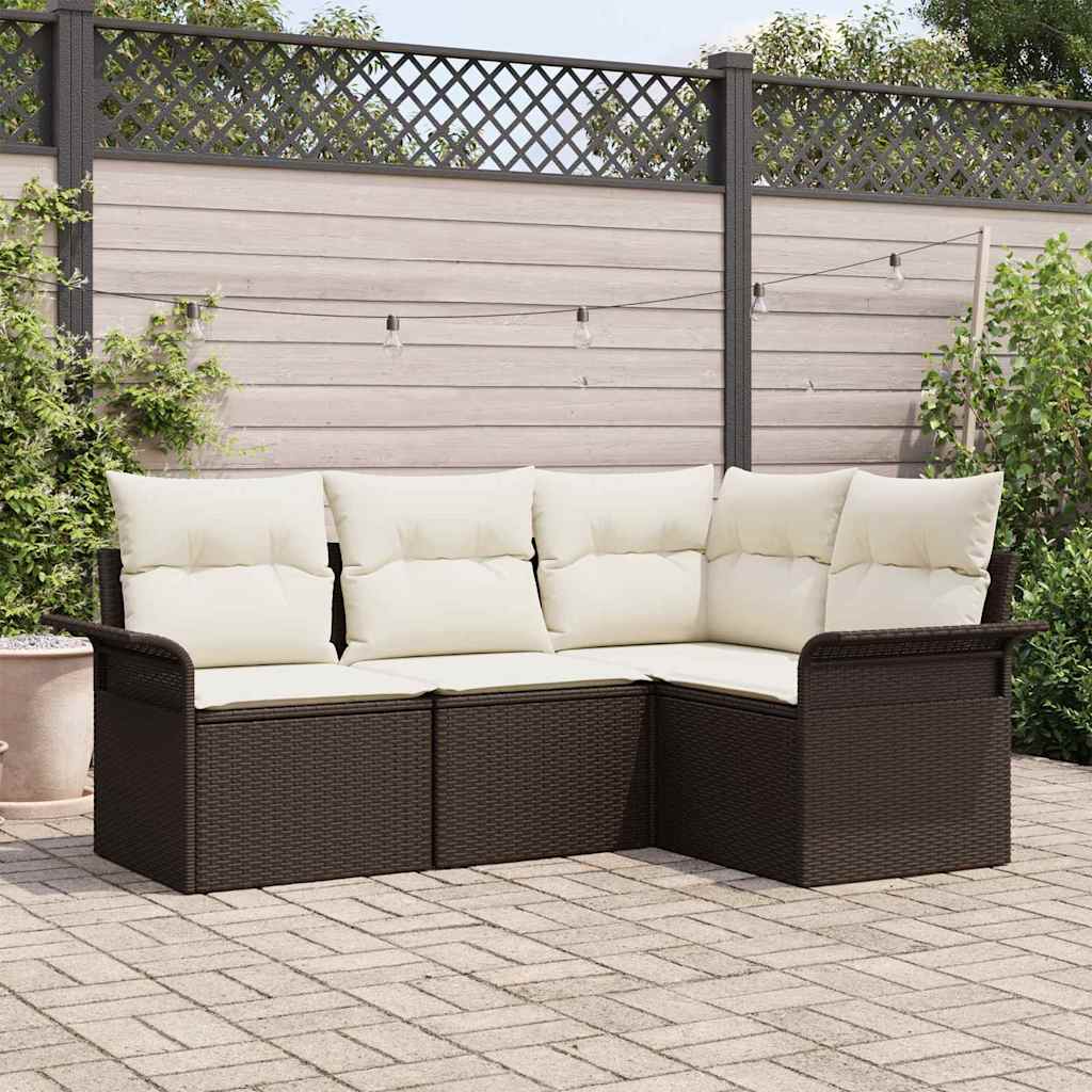 Sjedeća garnitura za vrt 4 kom. Smeđa poliratan 187,5 x 132,5 x 85cm
