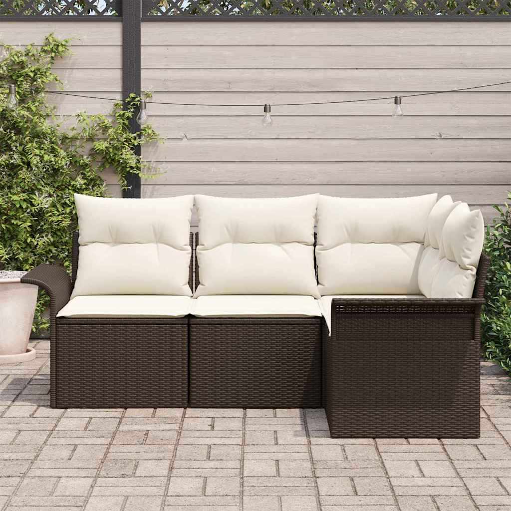 Sjedeća garnitura za vrt 4 kom. Smeđa poliratan 187,5 x 132,5 x 85cm