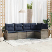 Sjedeća garnitura za vrt 5 kom. Siva poliratan 242,5 x 132,5 x 85 cm