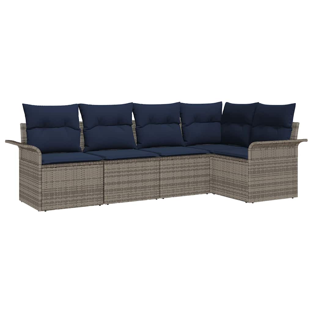 Sjedeća garnitura za vrt 5 kom. Siva poliratan 242,5 x 132,5 x 85 cm