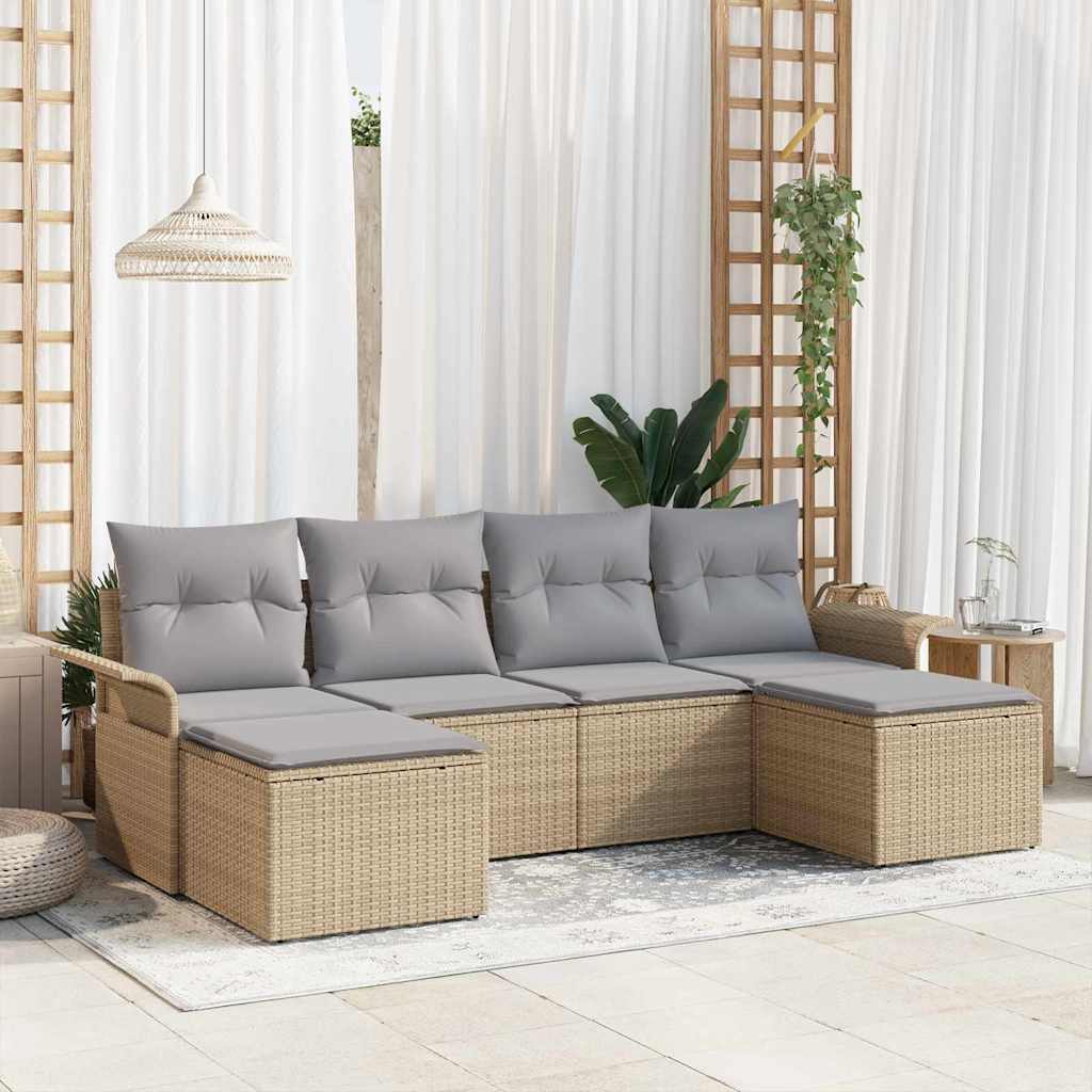 Sjedeća garnitura za vrt 6 kom. Bež poliratan 251 x 117 x 85 cm