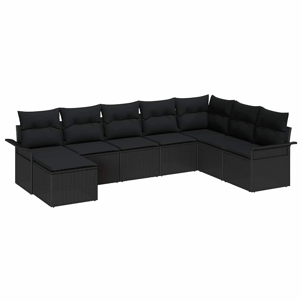 Sjedeća garnitura za vrt 8 kom. Crna poliratan 297,5 x 187,5 x 85 cm
