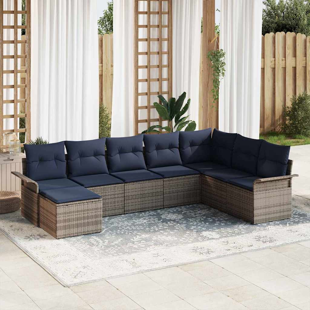 Sjedeća garnitura za vrt 8 kom. Siva poliratan 297,5 x 187,5 x 85 cm