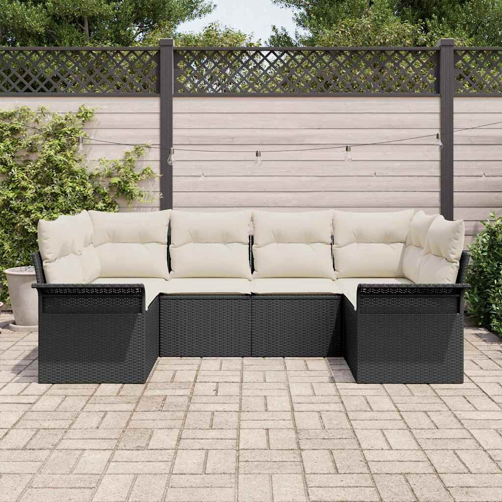 Sjedeća garnitura za vrt s jastukom 6 pcs Crna poliratan