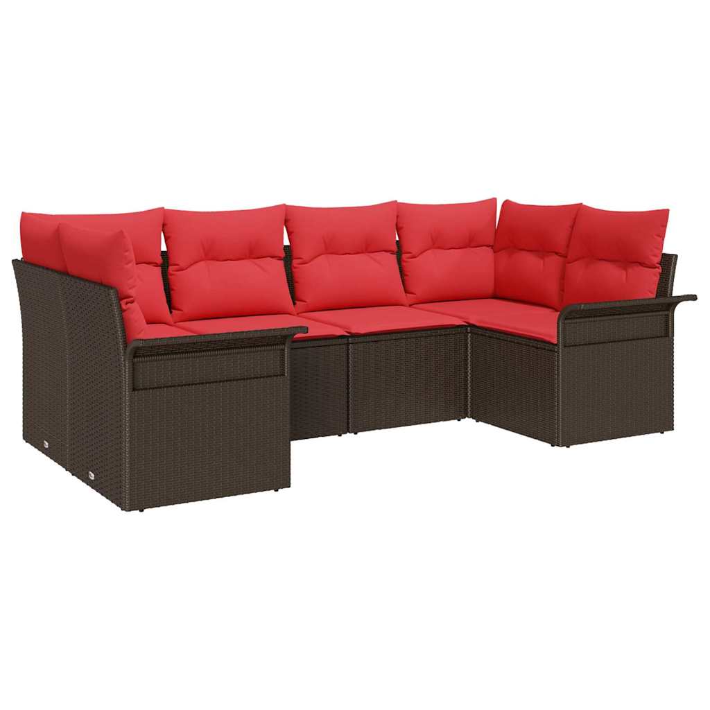 Sjedeća garnitura za vrt 6 kom. Smeđa poliratan 234 x 132,5 x 85 cm