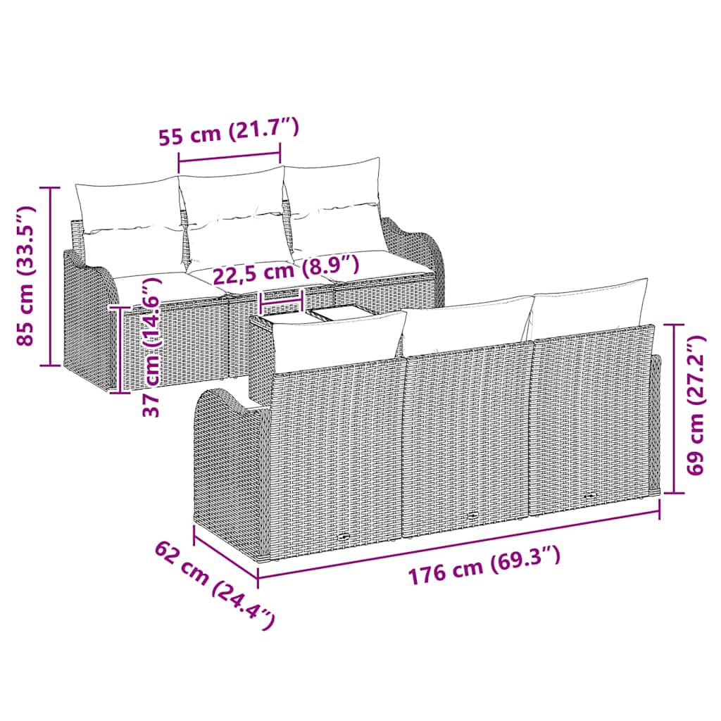 Sjedeća garnitura za vrt Bež 55 x 55 x 37 cm poliratan