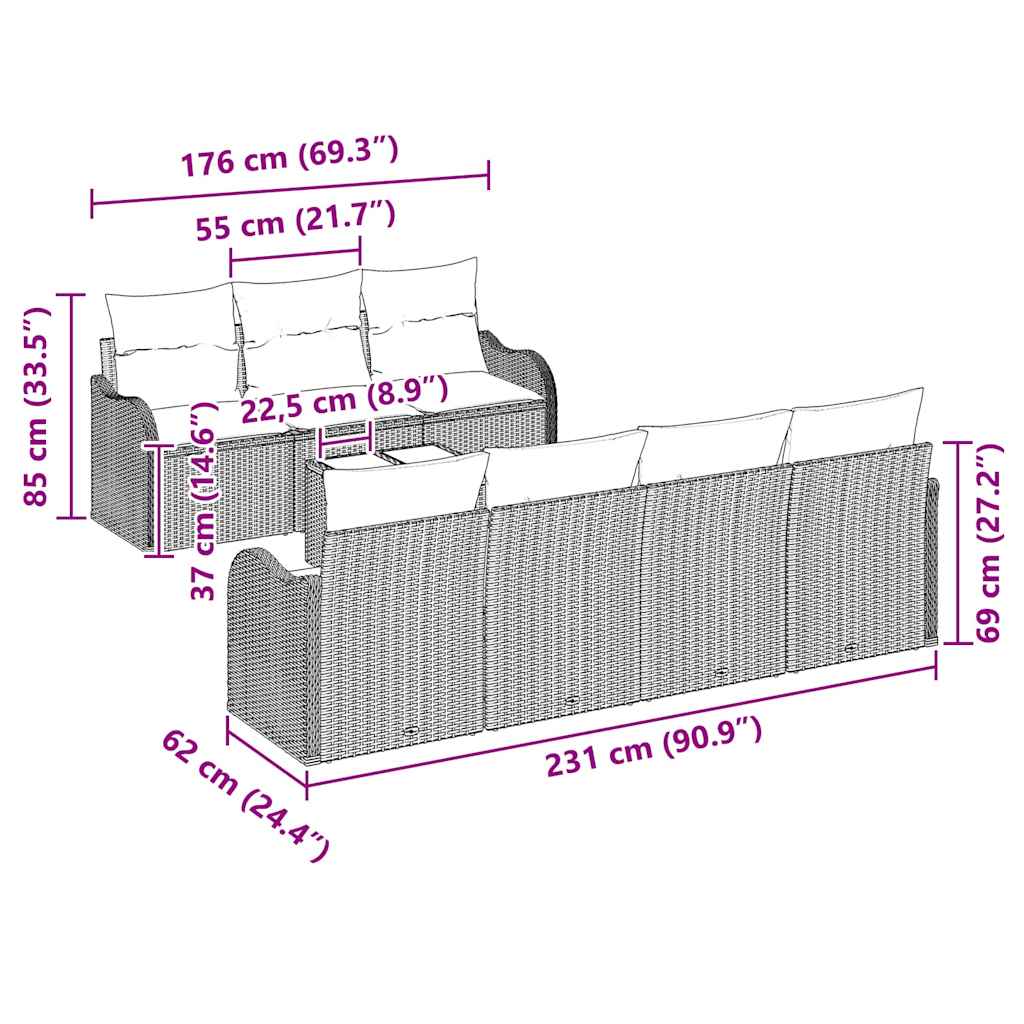 Sjedeća garnitura za vrt Crna 55 x 55 x 37 cm poliratan