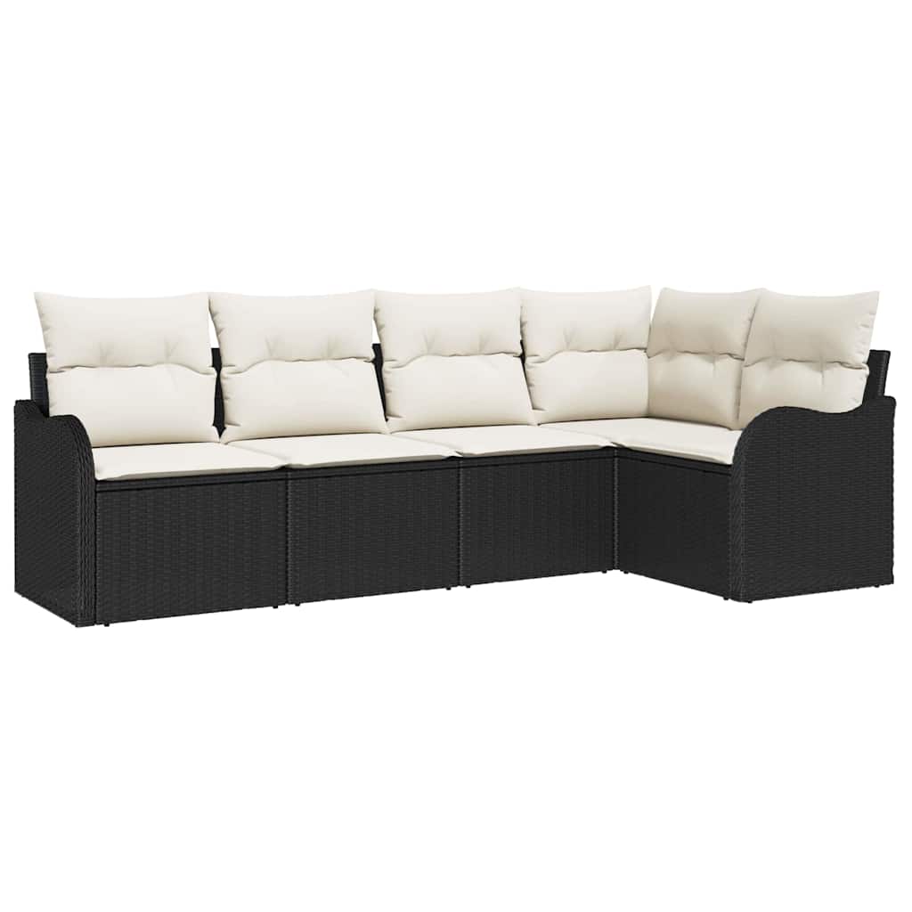 Sjedeća garnitura za vrt 5 kom. Crna poliratan 232.5 x 122.5 x 85 cm