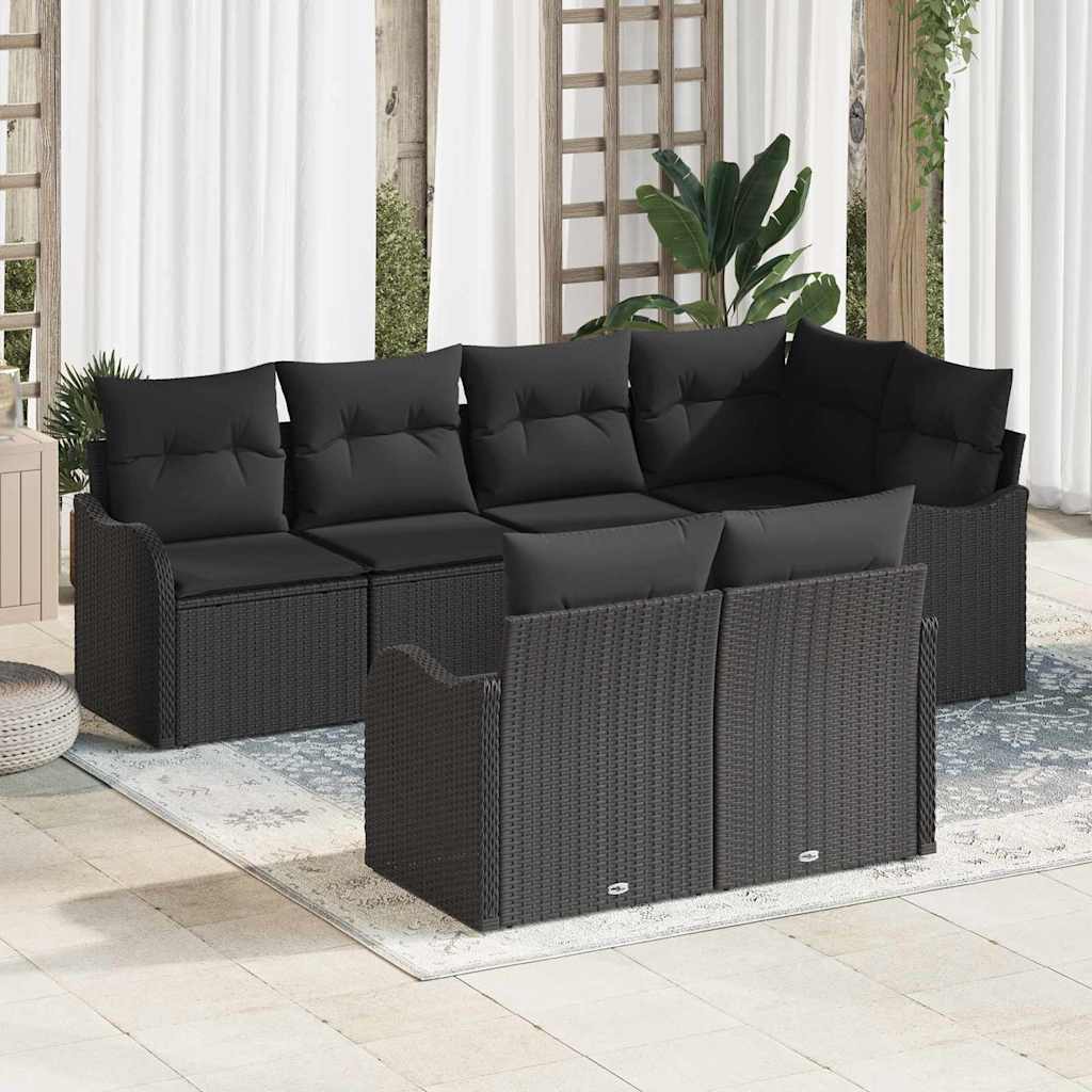 Sjedeća garnitura za vrt 7 kom. Crna poliratan 232.5 x 122.5 x 85.0 cm