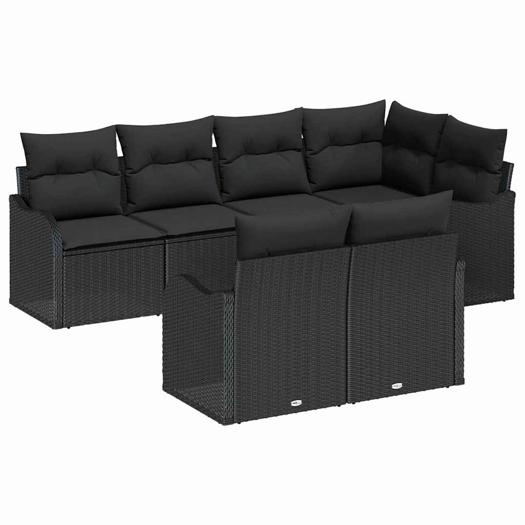 Sjedeća garnitura za vrt 7 kom. Crna poliratan 232.5 x 122.5 x 85.0 cm