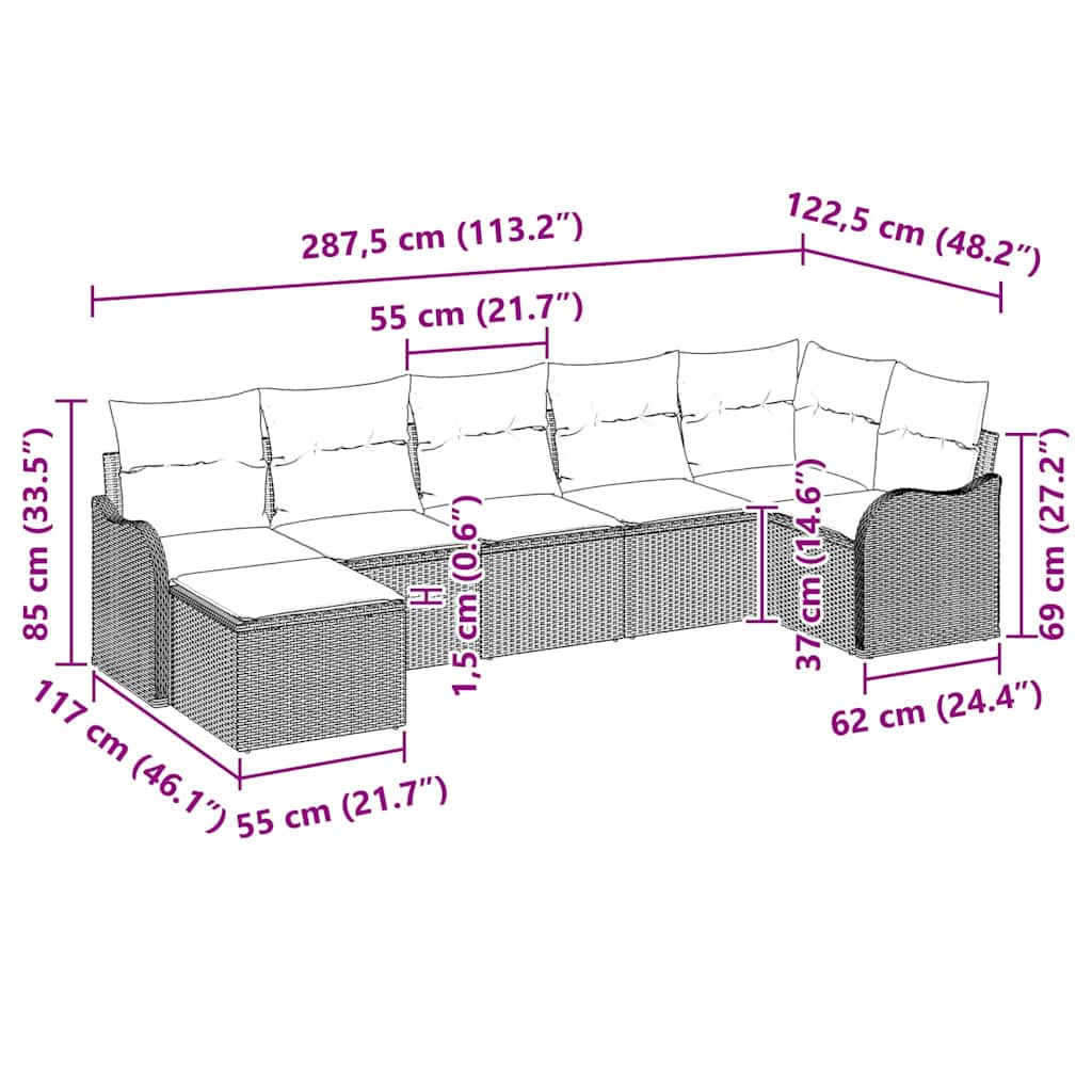 Sjedeća garnitura za vrt Siva poliratan