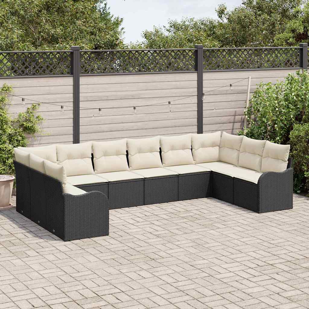 Sjedeća garnitura za vrt Crna 344 x 177,5 x 85 cm poliratan